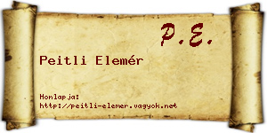 Peitli Elemér névjegykártya